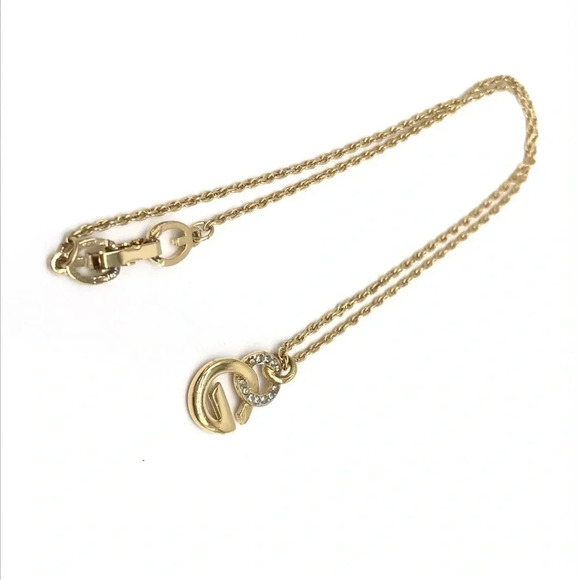 Vintage Givenchy Gold Plated Necklace with Rhinestones - Picture 3 of 10